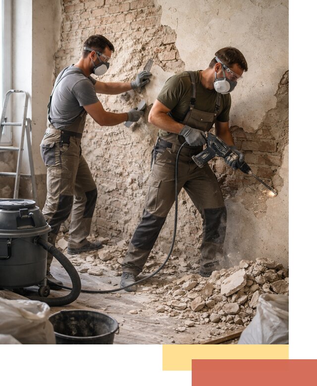 Демонтаж штукатурки со стен в Черняховске быстро и аккуратно