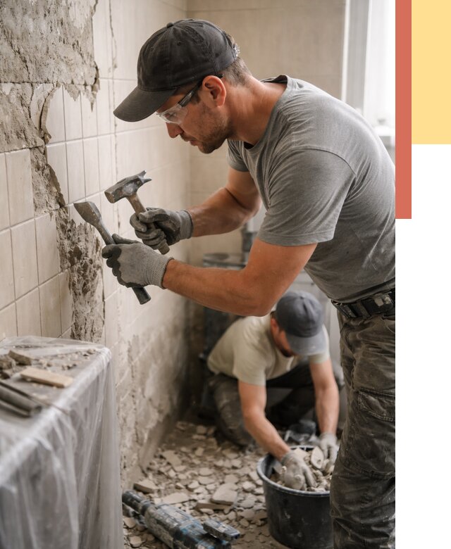 Демонтаж плитки со стен в Черняховске от 891 руб. — быстро и недорого | ОТДЕЛОЧНИК-Чрх