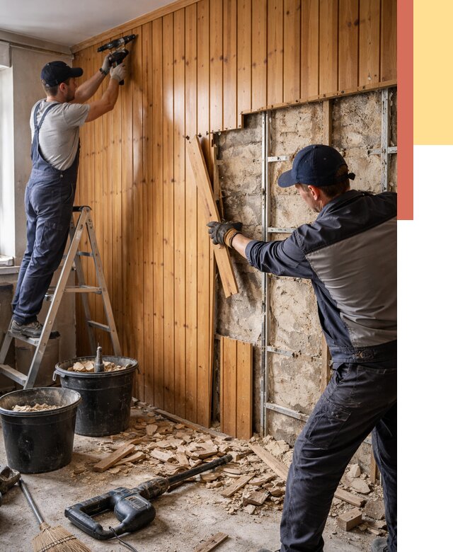 Демонтаж вагонки со стен в Черняховске от 1520 руб. — снятие, удаление, срочно | ОТДЕЛОЧНИК-Чрх