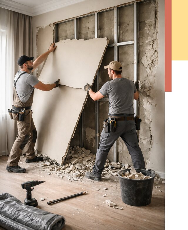 Демонтаж гипсокартона со стен в Черняховске от 367 руб. — услуги демонтажа | ОТДЕЛОЧНИК-Чрх