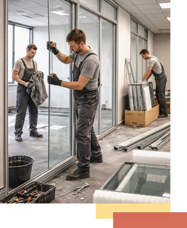 Демонтаж стеклянных перегородок в Черняховске быстро и безопасно