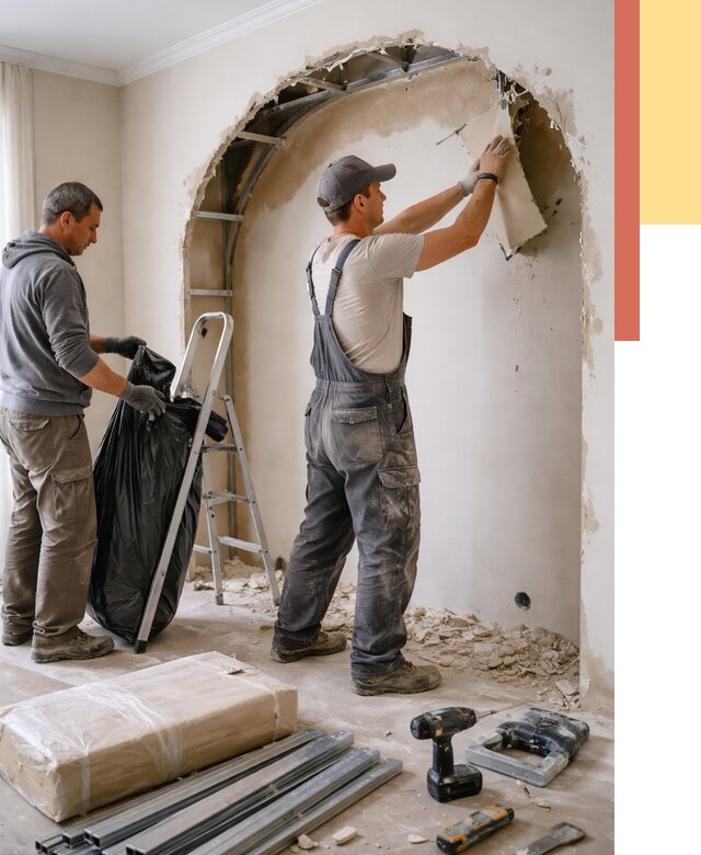 Демонтаж арки из гипсокартона в Черняховске от 3668 руб. — услуги под ключ | ОТДЕЛОЧНИК-Чрх