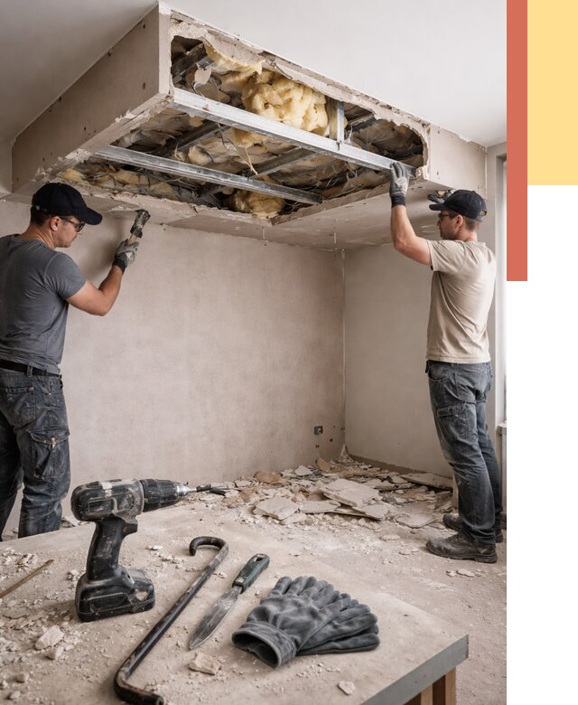 Демонтаж короба из гипсокартона в Черняховске от 1593 руб. — быстро и недорого | ОТДЕЛОЧНИК-Чрх