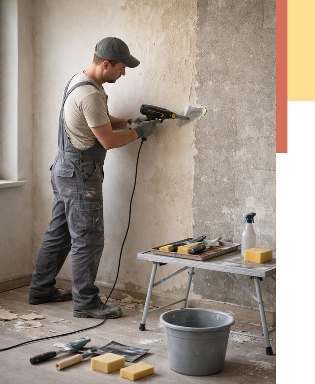 Очистка стен от клея в Черняховске от 1939 руб. — снятие и удаление клея со стен | ОТДЕЛОЧНИК-Чрх