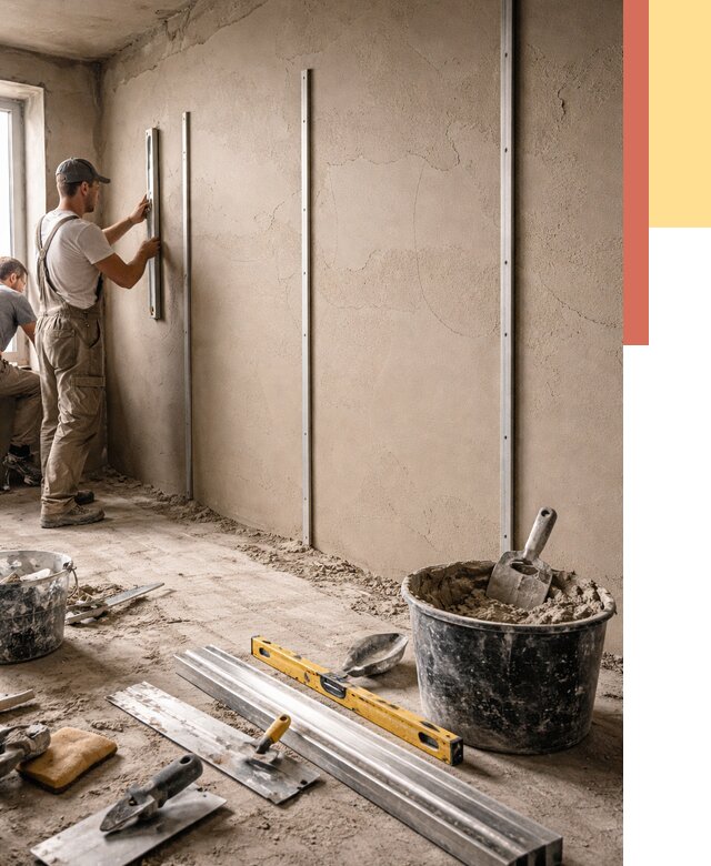 Штукатурка стен по маякам в Черняховске от 5764 руб./м² — выравнивание под ключ | ОТДЕЛОЧНИК-Чрх