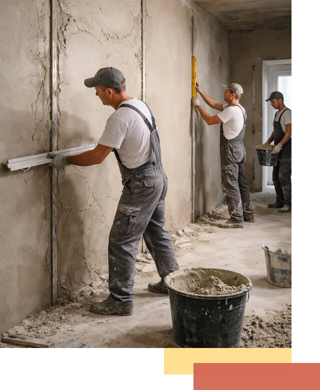 Штукатурка стен по маякам в Черняховске — точная и ровная поверхность