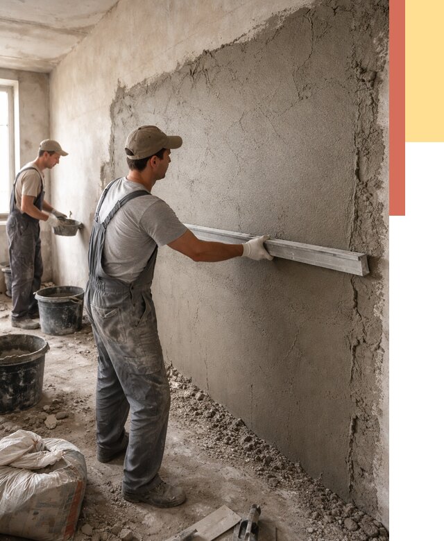 Цементная штукатурка стен в Черняховске от 4716 руб/м2 — быстро и недорого | ОТДЕЛОЧНИК-Чрх