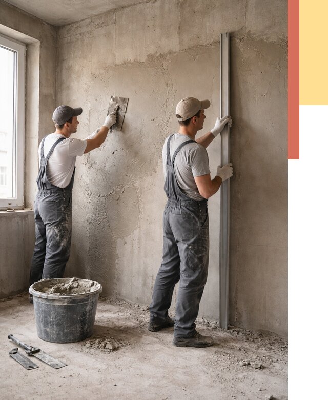 Штукатурка бетонных стен в Черняховске от 4716 руб/м² — качественно и быстро | ОТДЕЛОЧНИК-Чрх