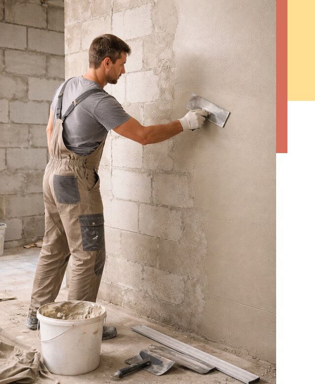 Штукатурка стен из газобетона в Черняховске от 2201 руб./м2 — быстро и недорого | ОТДЕЛОЧНИК-Чрх