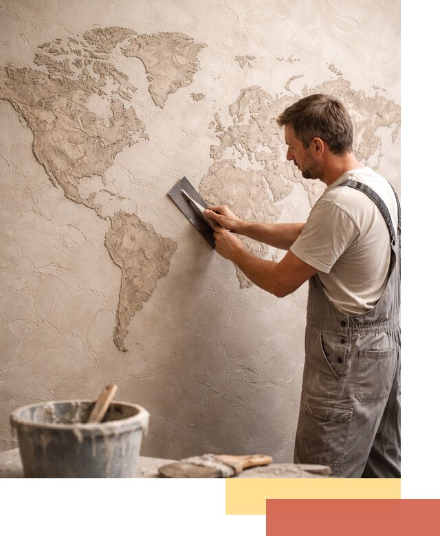 Декоративная штукатурка «Карта мира» под ключ в Черняховске