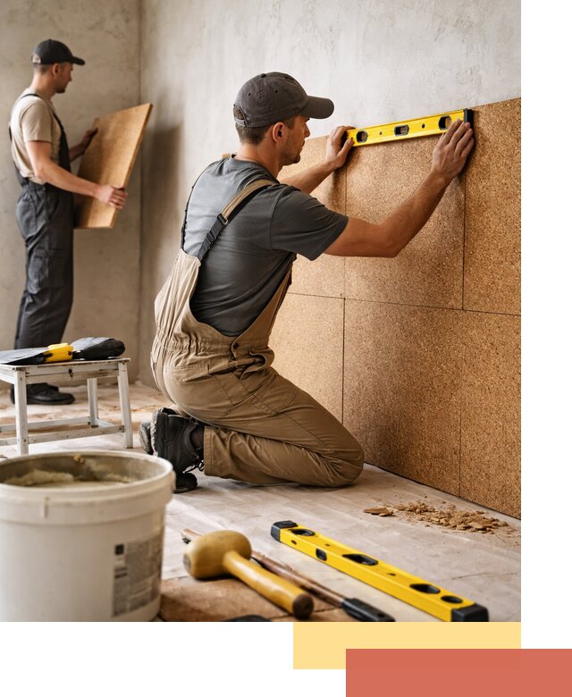 Монтаж пробковых панелей на стены в Черняховске быстро и качественно