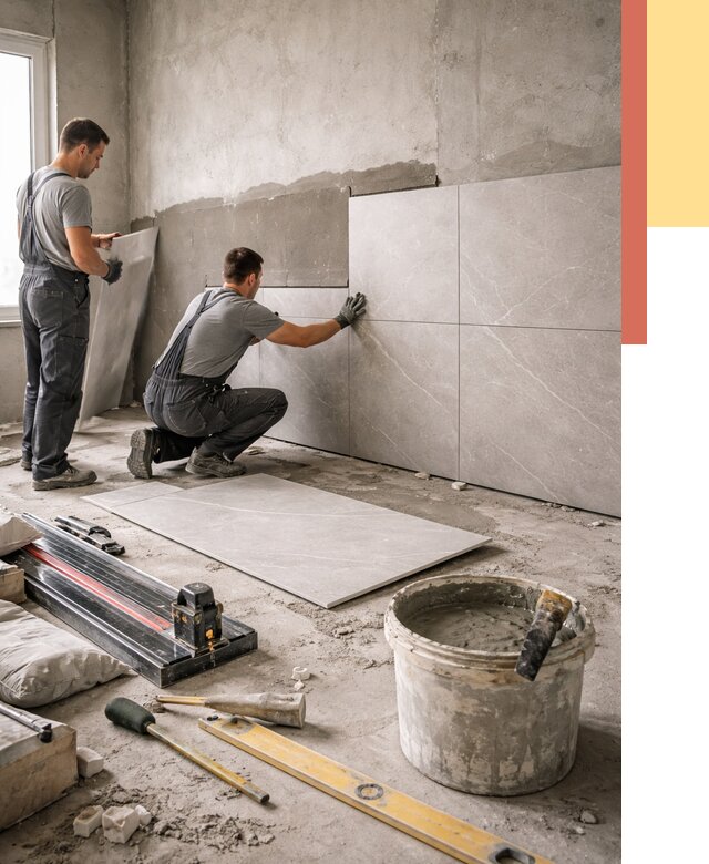 Облицовка стен керамогранитом в Черняховске от 4402 руб./м² — услуги под ключ | ОТДЕЛОЧНИК-Чрх