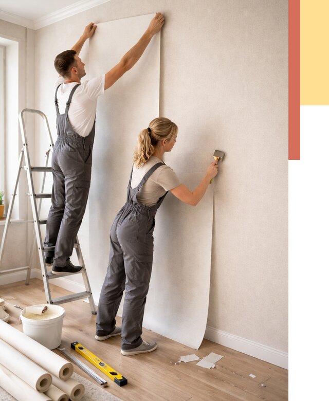 Поклейка флизелиновых обоев в Черняховске от 6288 руб. | Быстро и недорого — ОТДЕЛОЧНИК-Чрх