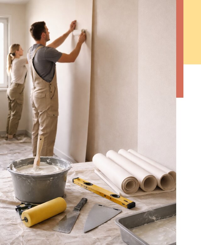 Поклейка бумажных обоев в Черняховске от 5764 руб./м2 — быстро и недорого | ОТДЕЛОЧНИК-Чрх