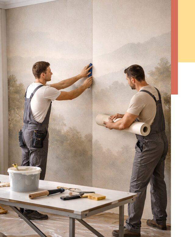 Поклейка фотообоев в Черняховске от 8908 руб/м² — быстро и недорого | ОТДЕЛОЧНИК-Чрх