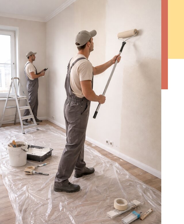 Покраска стен акриловой краской в Черняховске от 3668 руб./м² — быстро и недорого | ОТДЕЛОЧНИК-Чрх