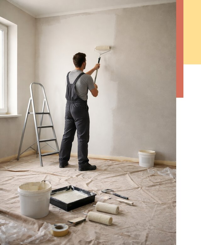 Покраска стен моющейся краской в Черняховске от 367 руб./м² — быстро и недорого | ОТДЕЛОЧНИК-Чрх