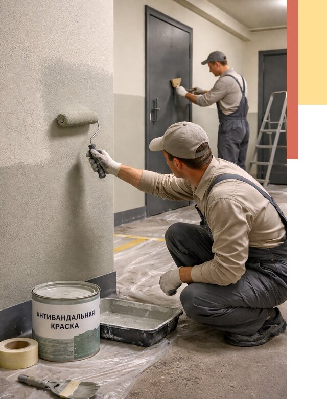 Покраска стен антивандальной краской в Черняховске от 4716 руб./м² под ключ | ОТДЕЛОЧНИК-Чрх