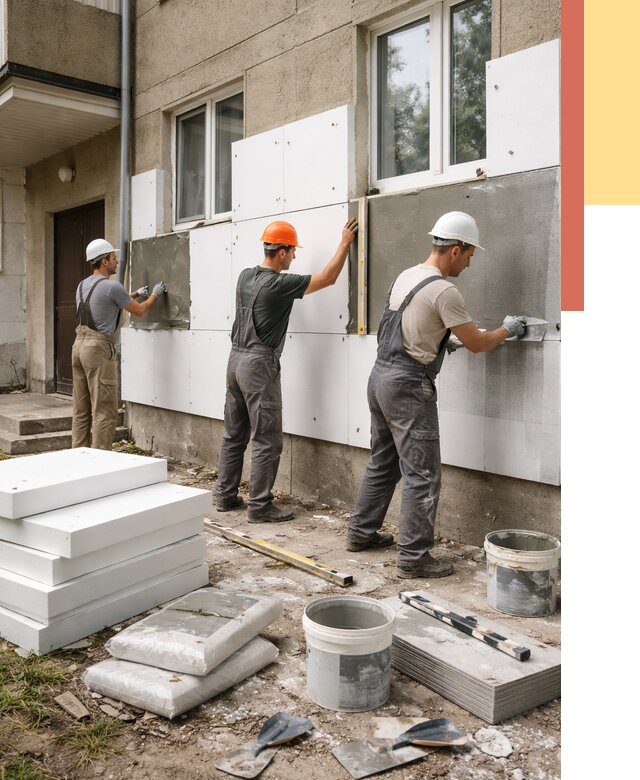 Утепление стен пенопластом в Черняховске от 1834 руб. — недорого и под ключ | ОТДЕЛОЧНИК-Чрх