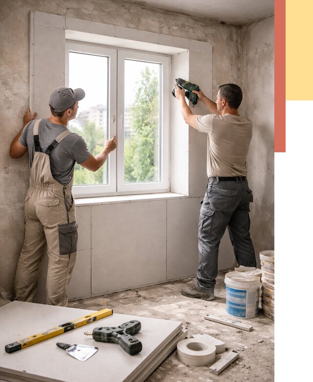 Монтаж откосов из гипсокартона в Черняховске от 4716 руб. под ключ | ОТДЕЛОЧНИК-Чрх