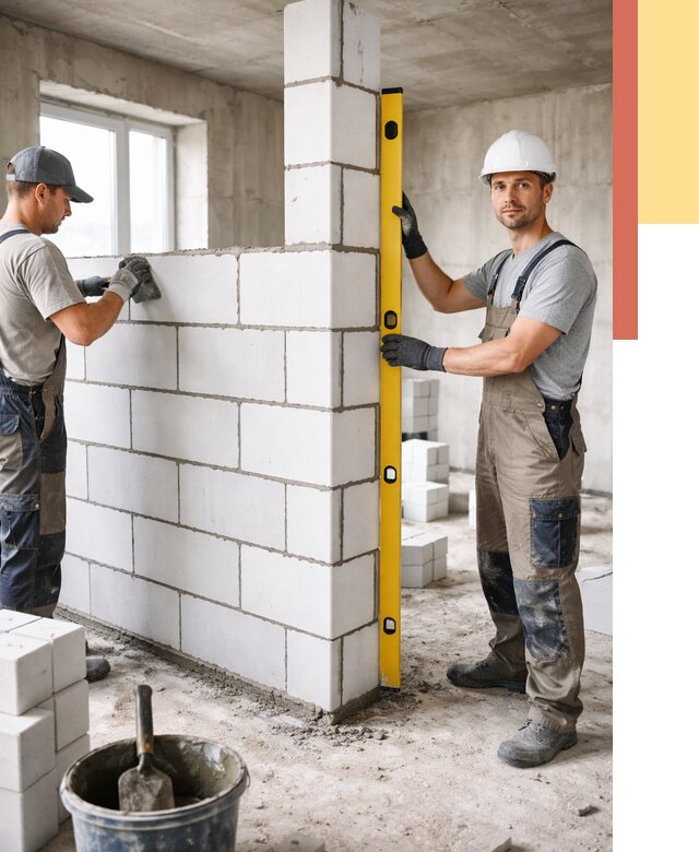 Кладка перегородок из пеноблока в Черняховске от 1886 руб. под ключ | ОТДЕЛОЧНИК-Чрх