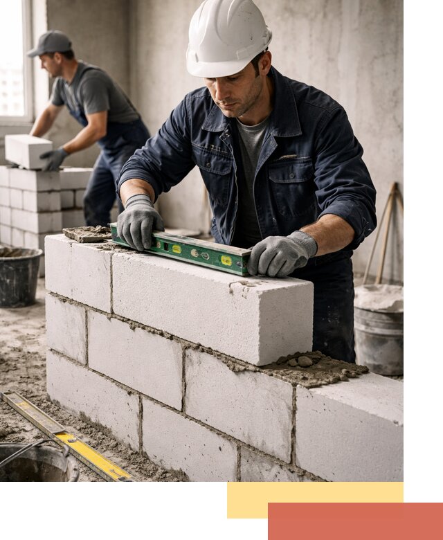 Кладка перегородок из пеноблока под ключ в Черняховске