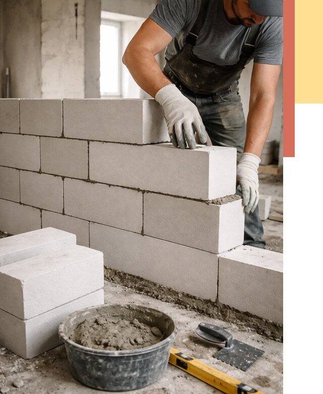 Кладка перегородок из силикатного блока в Черняховске от 4192 руб. под ключ | ОТДЕЛОЧНИК-Чрх