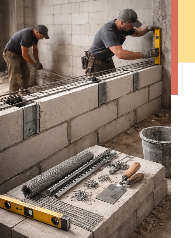 Армирование кладки перегородок в Черняховске от 786 руб. под ключ | ОТДЕЛОЧНИК-Чрх