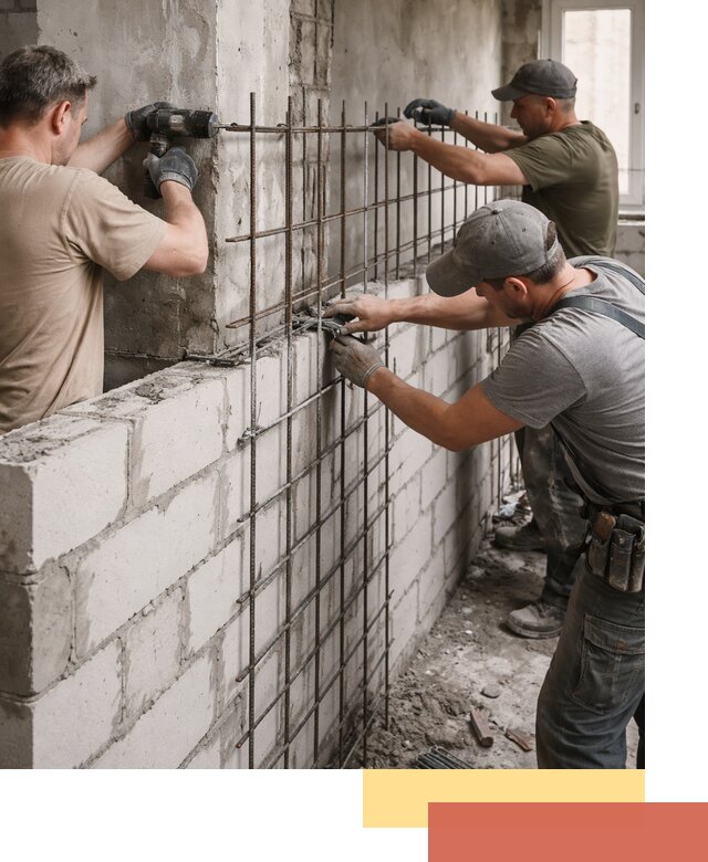 Армирование кладки перегородок в Черняховске профессионально и надёжно
