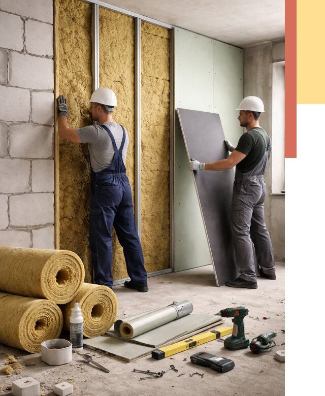 Шумоизоляция перегородок из блоков в Черняховске от 1939 руб./м² — быстро и недорого | ОТДЕЛОЧНИК-Чрх