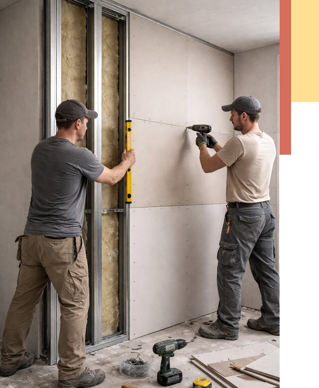 Монтаж двухслойной перегородки из гипсокартона в Черняховске от 1520 руб. | ОТДЕЛОЧНИК-Чрх