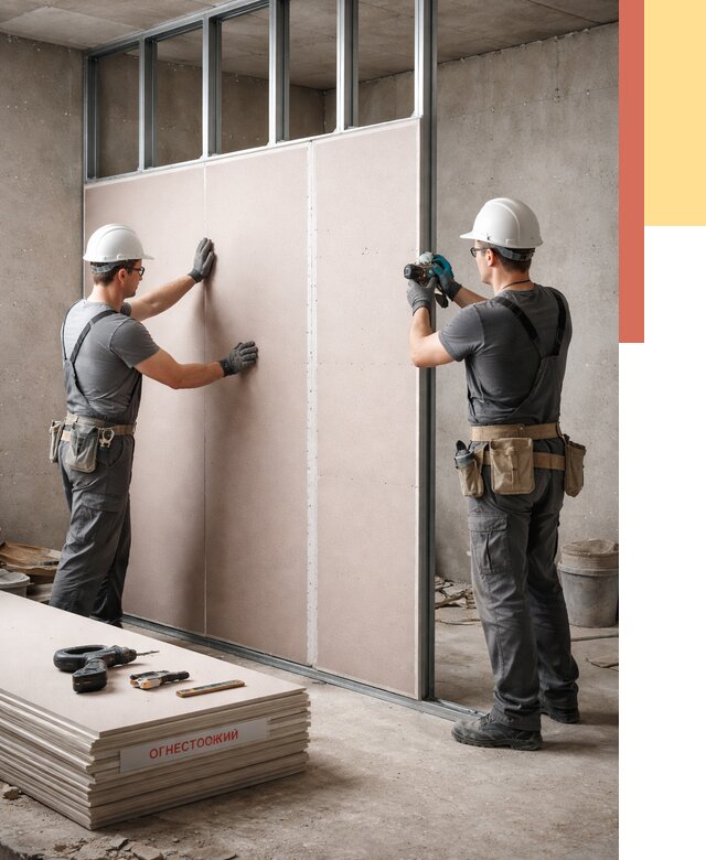 Перегородка из огнестойкого гипсокартона в Черняховске от 1939 руб. под ключ | ОТДЕЛОЧНИК-Чрх