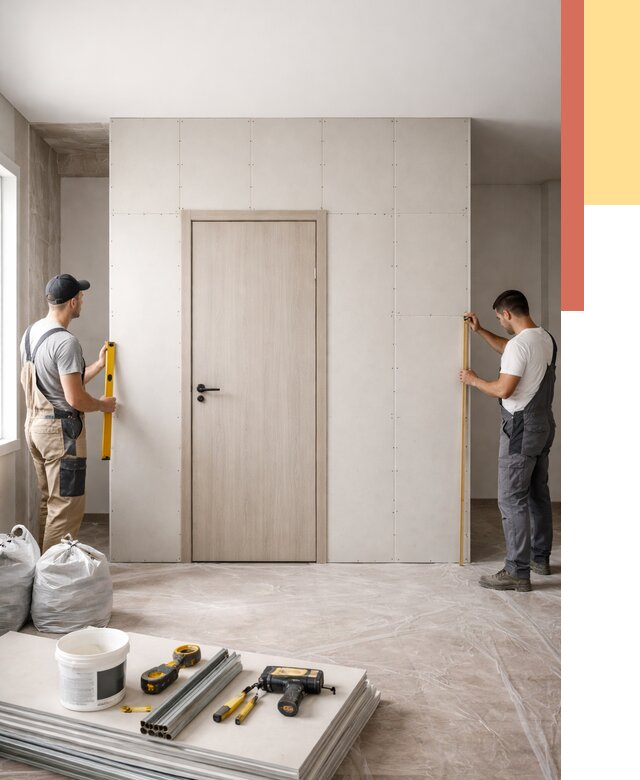 Перегородка из гипсокартона с дверью в Черняховске от 4716 руб. под ключ | ОТДЕЛОЧНИК-Чрх