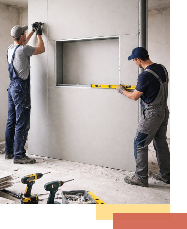 Перегородка из гипсокартона с нишей под декор в Черняховске