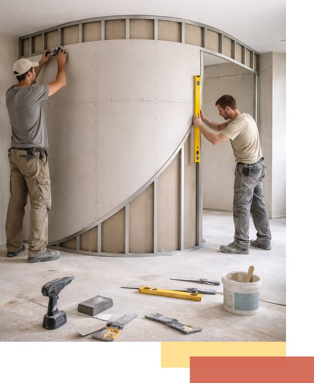 Радиусная перегородка из гипсокартона в Черняховске под ключ