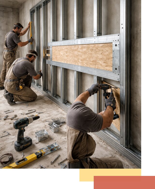 Усиленная перегородка для крепления тяжёлых конструкций в Черняховске