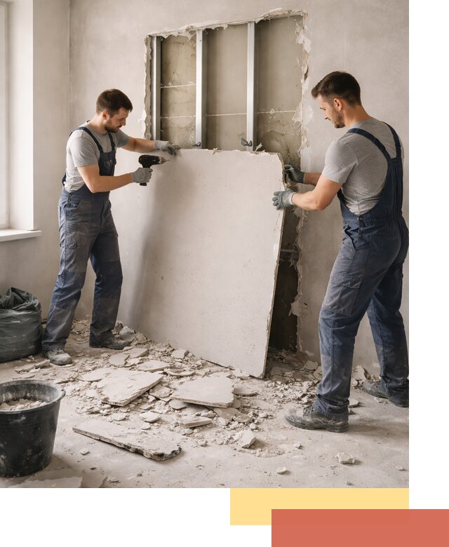 Демонтаж перегородки из гипсокартона в Черняховске быстрый и аккуратный