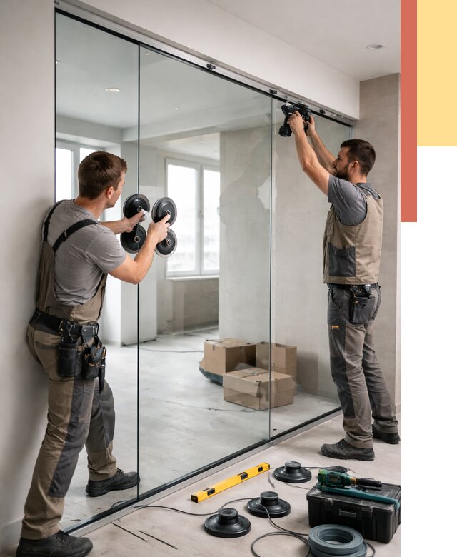 Монтаж стеклянных перегородок в Черняховске от 6812 руб. | ОТДЕЛОЧНИК-Чрх