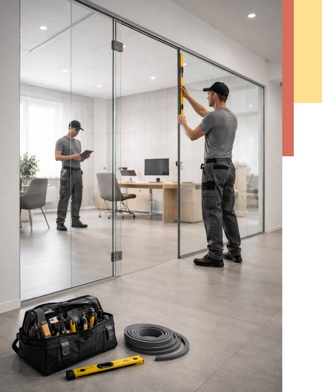 Цельностеклянные перегородки под ключ в Черняховске от 9956 руб. — монтаж и цены | ОТДЕЛОЧНИК-Чрх