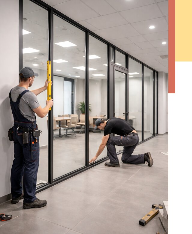 Каркасные стеклянные перегородки в Черняховске под ключ от 9642 руб. | ОТДЕЛОЧНИК-Чрх