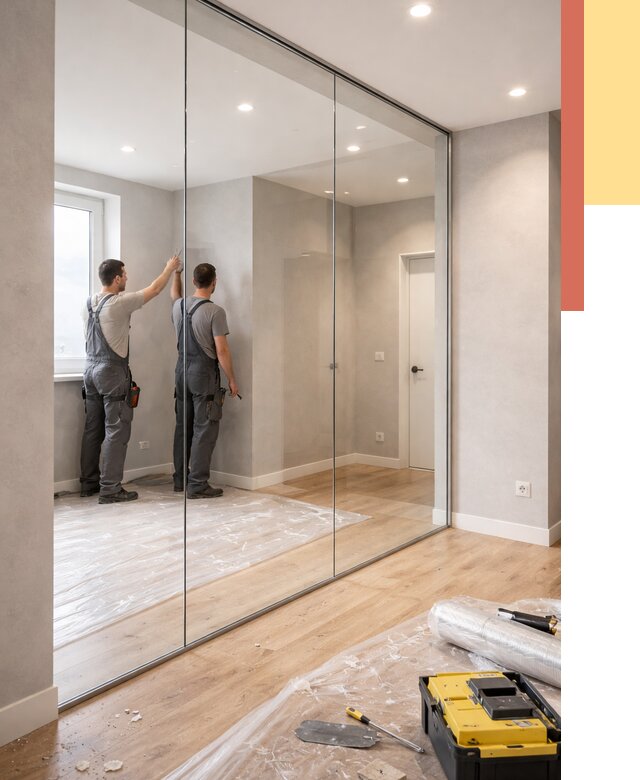 Безрамные стеклянные перегородки в Черняховске — монтаж от 9956 руб. | ОТДЕЛОЧНИК-Чрх