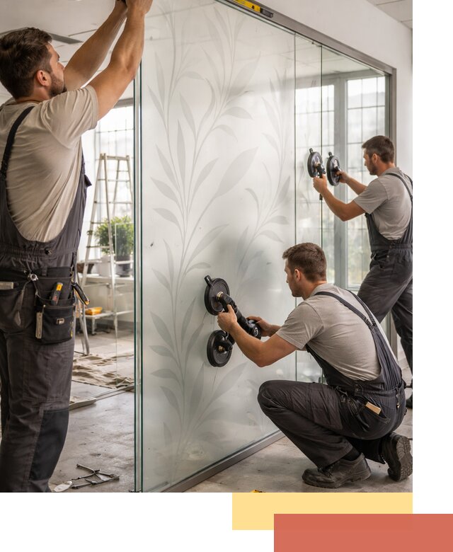 Стеклянные перегородки с рисунком на заказ в Черняховске