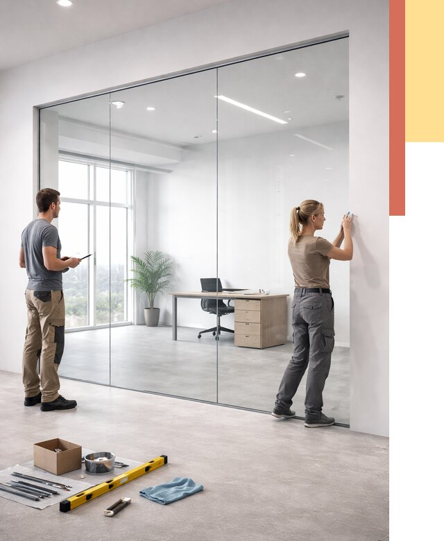 Перегородки из закаленного стекла в Черняховске от 9956 руб. под ключ | ОТДЕЛОЧНИК-Чрх