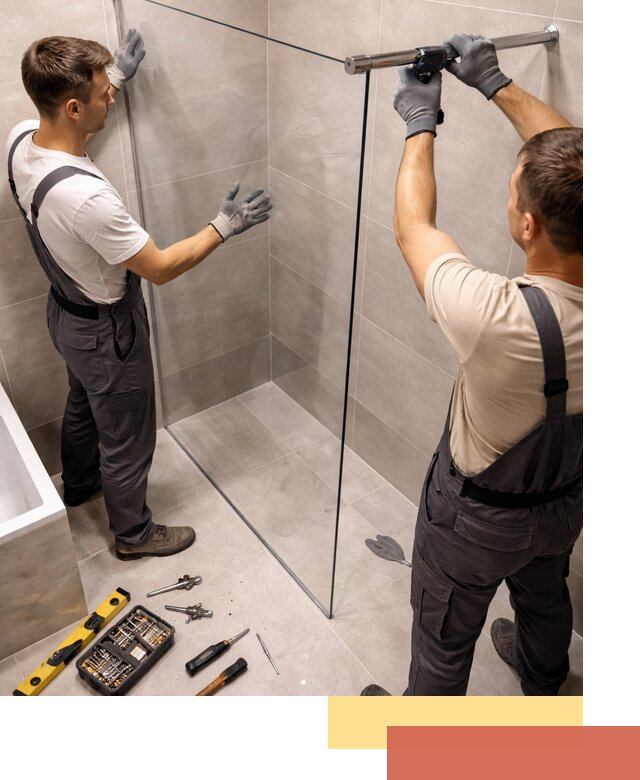 Стеклянные перегородки для душа в Черняховске — изготовление и монтаж