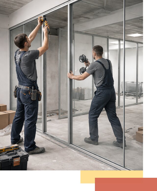 Алюминиевые перегородки со стеклом в Черняховске — изготовление и монтаж