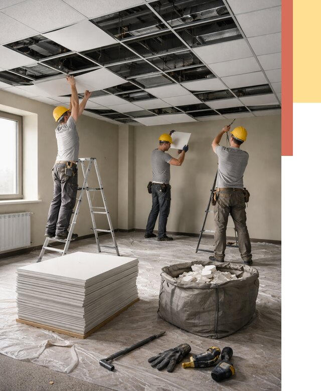 Демонтаж потолка Армстронг в Черняховске от 4716 руб. быстро и недорого | ОТДЕЛОЧНИК-Чрх