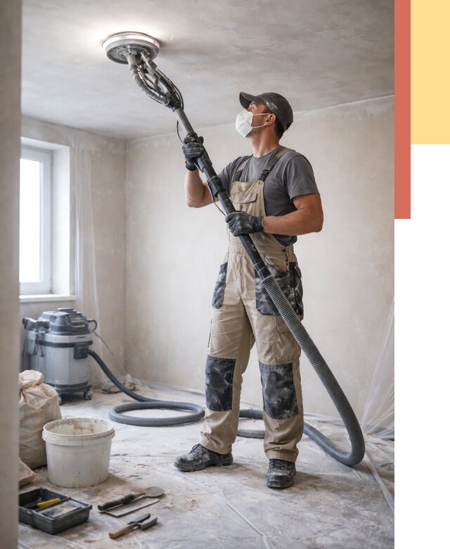 Шлифовка потолка в Черняховске от 3668 руб. — услуги шлифования потолка | ОТДЕЛОЧНИК-Чрх