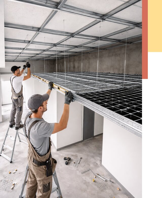 Монтаж потолка грильято в Черняховске от 472 руб./м² — быстрая сборка под ключ | ОТДЕЛОЧНИК-Чрх