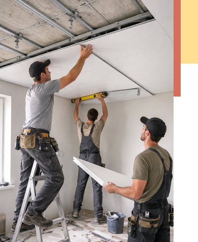 Монтаж потолка из ПВХ панелей в Черняховске от 3668 руб./м2 — быстро и недорого | ОТДЕЛОЧНИК-Чрх