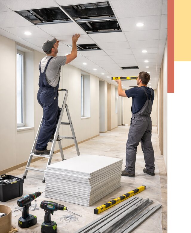 Ремонт потолка Армстронг в Черняховске от 4716 руб. — быстро и недорого | ОТДЕЛОЧНИК-Чрх